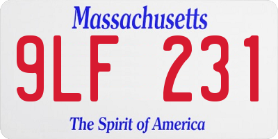 MA license plate 9LF231