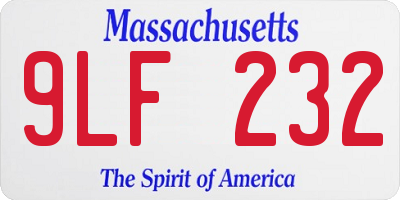MA license plate 9LF232