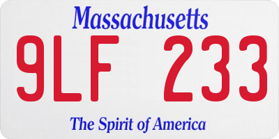 MA license plate 9LF233