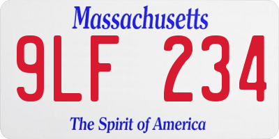 MA license plate 9LF234
