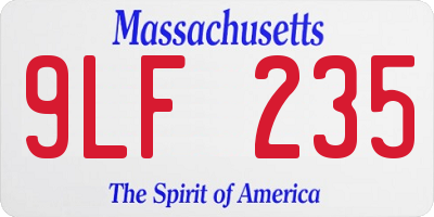 MA license plate 9LF235