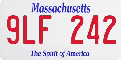 MA license plate 9LF242