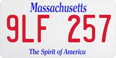 MA license plate 9LF257