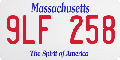 MA license plate 9LF258