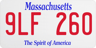 MA license plate 9LF260