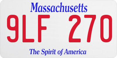 MA license plate 9LF270