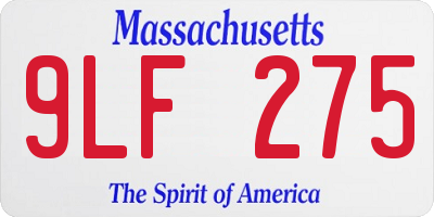 MA license plate 9LF275