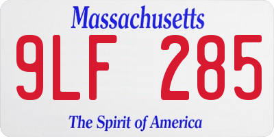 MA license plate 9LF285