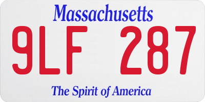MA license plate 9LF287