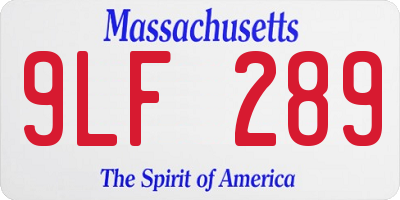 MA license plate 9LF289