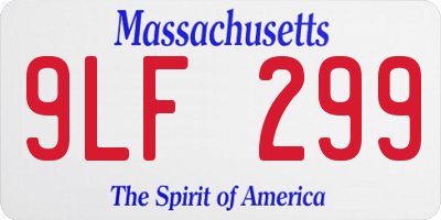 MA license plate 9LF299