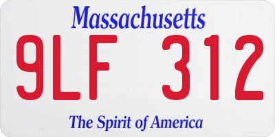 MA license plate 9LF312