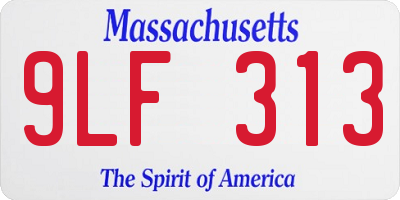 MA license plate 9LF313