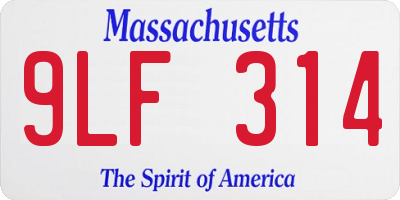 MA license plate 9LF314