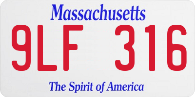 MA license plate 9LF316