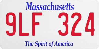 MA license plate 9LF324