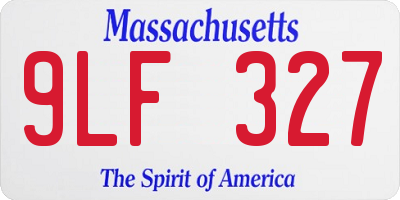 MA license plate 9LF327