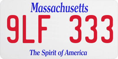 MA license plate 9LF333