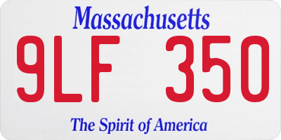 MA license plate 9LF350