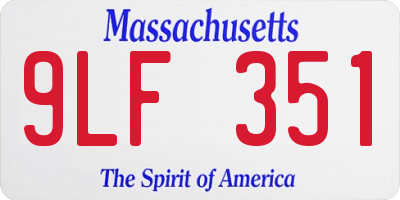 MA license plate 9LF351