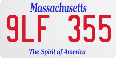 MA license plate 9LF355