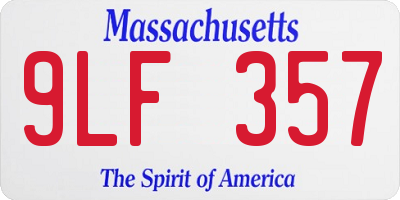 MA license plate 9LF357