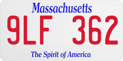 MA license plate 9LF362