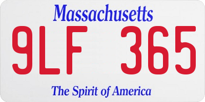 MA license plate 9LF365