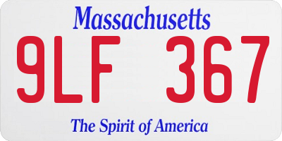 MA license plate 9LF367
