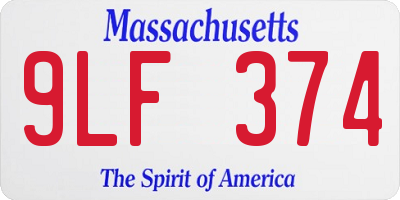 MA license plate 9LF374