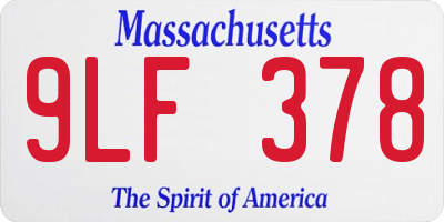 MA license plate 9LF378
