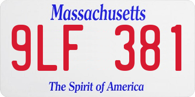 MA license plate 9LF381