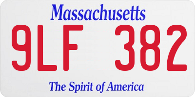MA license plate 9LF382