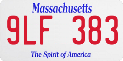 MA license plate 9LF383