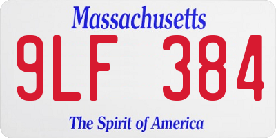 MA license plate 9LF384