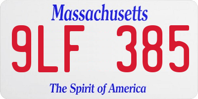MA license plate 9LF385