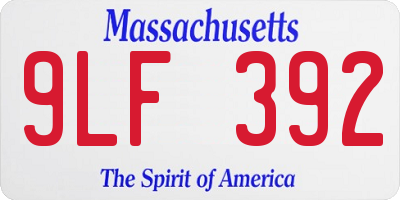 MA license plate 9LF392