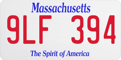 MA license plate 9LF394