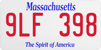 MA license plate 9LF398