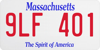 MA license plate 9LF401