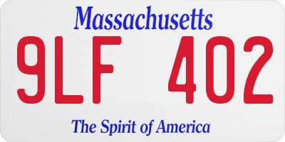 MA license plate 9LF402