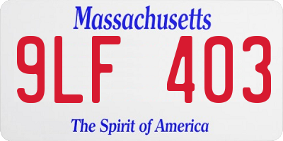 MA license plate 9LF403