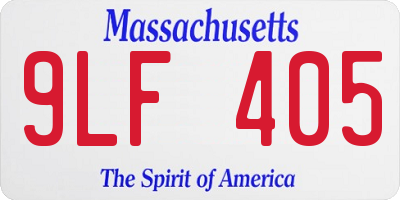MA license plate 9LF405