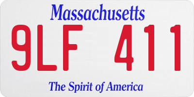 MA license plate 9LF411