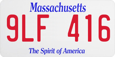 MA license plate 9LF416