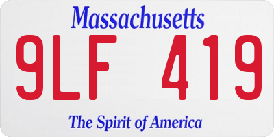 MA license plate 9LF419
