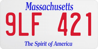 MA license plate 9LF421