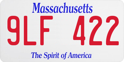 MA license plate 9LF422