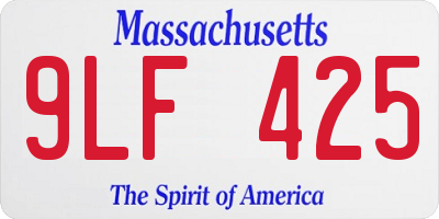 MA license plate 9LF425