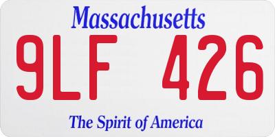 MA license plate 9LF426